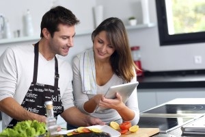 Couple preparing dinner